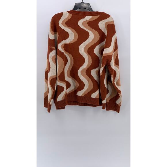 BAILEY ROSE Women's Brown Swirl Print Knit Crewneck Long Sleeve Sweater SZ M - Picture 2 of 10
